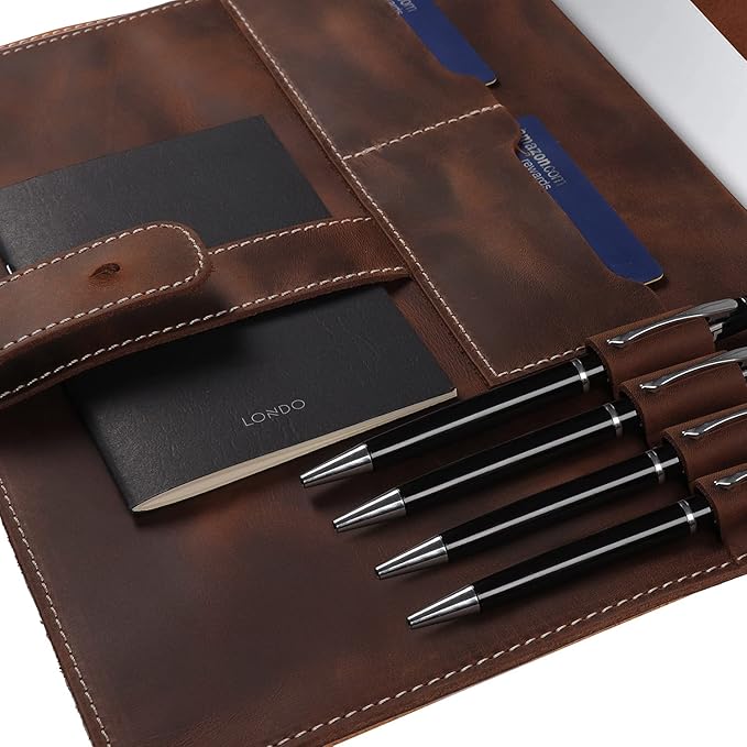 Londo Genuine Leather Tablet Cover – iPad Pro 12.9 Case with Two Card Slots &amp Leather Pen/Apple Pencil Holders