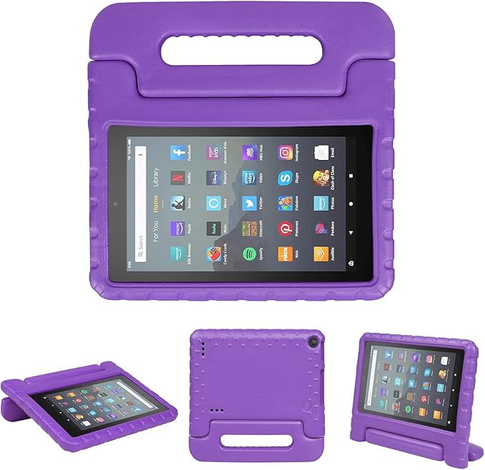 Kids Case for Fire 7 Inch Tablet 9th/7th/5th Generation Tablet (2019/2017/2015 Release) Kid-Proof &amp Shockproof Case Sturdy Soft Durable EVA Protective Cover with Convenient Handle Purple