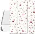 Idocolors Cute Kawaii Floral Bow Cherry Pad Case for 13 Inch iPad Air(2024) Clear TPU Smart Stand Back Cover with Pencil Holder Auto Wake/Sleep Foldable Shockproof Protective Case for Women Girls