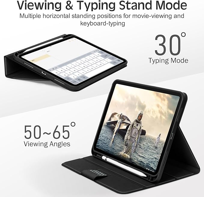 KingBlanc Case for iPad (A16) 11th Generation 11 Inch 2025 iPad 10th Gen 10.9 Inch 2022 with Pencil Holder PU Leather Protective Cover Auto Sleep/Wake Viewing/Typing Angle Magnetic Clasp Black