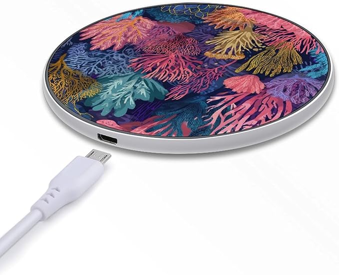 Coral Reef Ocean Fast Portable Charger 10W Funny Graphic Phone Charging Pad with USB Cable