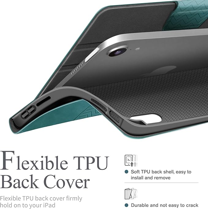 auaua Case for iPad mini 7 (A17 Pro 2024) / iPad mini 6 Case (2021) 8.3 inch with Pencil Holder Multiple Viewing Angles Magnetic Closure Auto Sleep/Wake (Green)