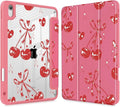 Mektron Case for 2026 iPad Air 13 inch M4 Cover Compatible 2025 iPad Air 13 inch M3 2024 iPad Air 13 inch M2 with Pencil Holder Shockproof Clear Shell Cherries Bows C388