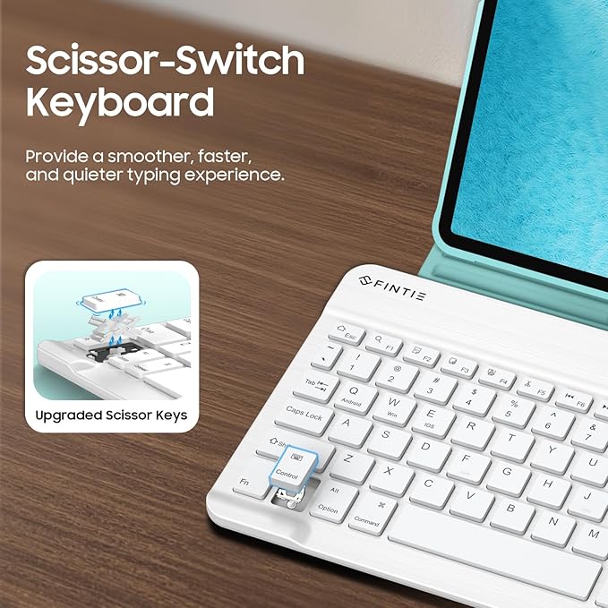 Fintie Backlit Keyboard Case for iPad Air 11-inch M4/M3/M2 (2026/2025/2024) iPad Air 5th/4th Gen 10.9 Inch - Soft TPU Cover with 7 Color Backlight Detachable Bluetooth Keyboard Emerald Marble