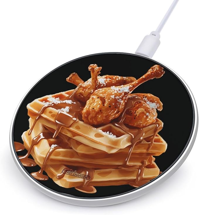 Waffles Fried Chicken Legs Phone Charger Magnetic Charging Pad Anti-Slip with USB Cable