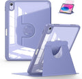 Soke Rotating Case for iPad (A16) 11th Generation 2025 iPad 10th Gen 2022 with Pencil Holder [Shockproof + Auto Sleep/Wake] 360 Degree Rotation Clear Back for iPad 11/10.9 - Lilac Purple