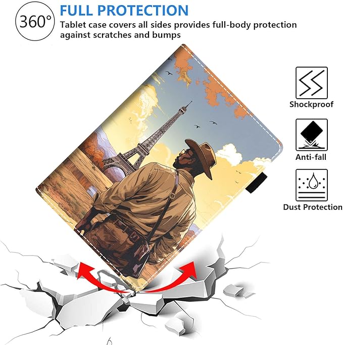 Case for All-New Amazon Kindle Fire HD 10 &amp 10 Plus Tablet (13th/11th Generation 2023/2021 Release) 10.1 - Premium PU Leather Stand Cover with Smart Auto Wake Explorer and Eiffel Tower