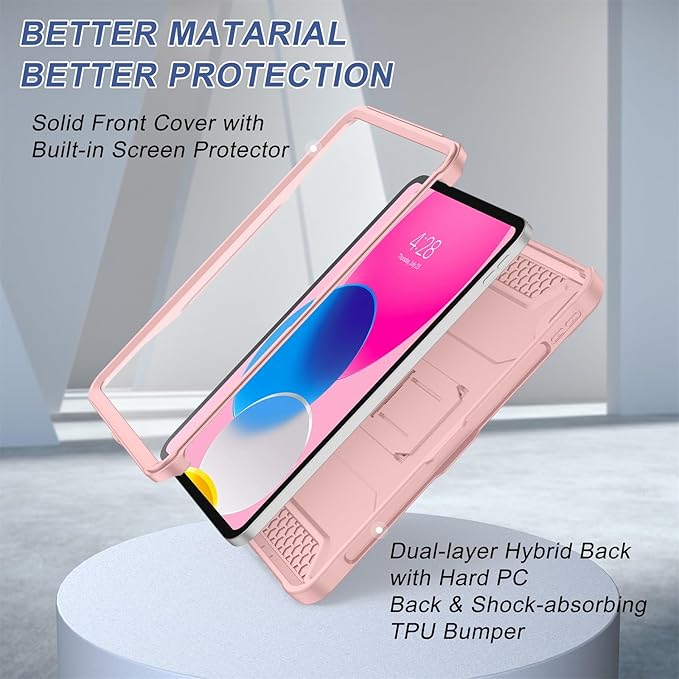 Soke Case for iPad (A16) 11th Generation 11-inch 2025 iPad 10th Generation 10.9-inch 2022 with Built-in Screen Protector and Kickstand Rugged Full Body Protective Cover - Pink Sand