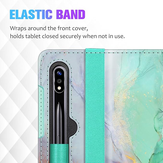 Fintie Case for Samsung Galaxy Tab S10+/ S9+/ S8+/ S7 FE/ S7+ 12.4 Inch Multi-Angle Viewing Protective Cover with Pocket Auto Sleep/Wake Emerald