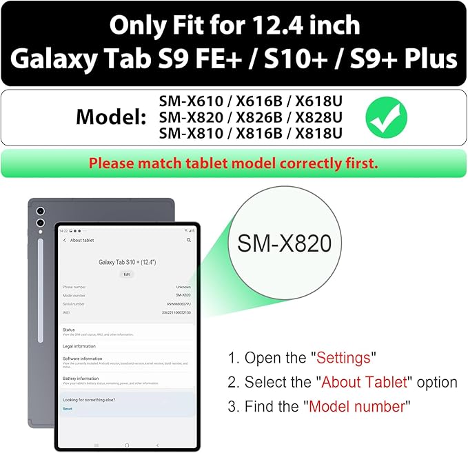 SEYMAC Case for Samsung Galaxy Tab S10+ Plus 2024/S9 FE+/S9+ 12.4 2023 Heavy Duty Shockproof Protective Case With Screen Protector Stand Hand/Shoulder Strap and Pen Holder Green