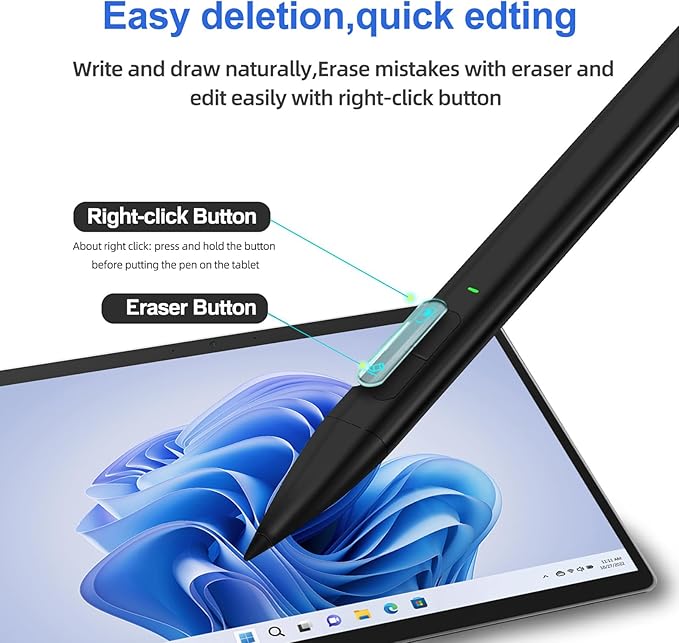Stylus Pen for Microsoft SurfaceJvKzaen Slim Pen for Surface with 4096 Pressure66H Long Battery40min Fast Charging Pen for Surface Pro12/11/10/X/9/8/7/6/5/4Surface Go 3/2/1Book 3/2/1Laptop1-5