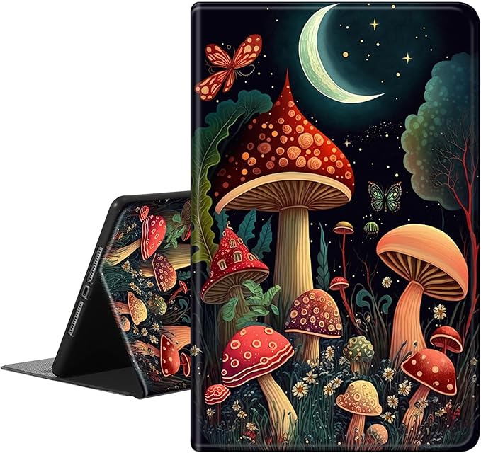 for iPad Air 13 Inch Case M3/M2 2025/2024for iPad Pro 12.9 Case 2022/2021/2020 6th/5th/4th GenPU Leather Slim Standing Smart Cover with Auto Sleep/WakeNight Sence Mushrooms