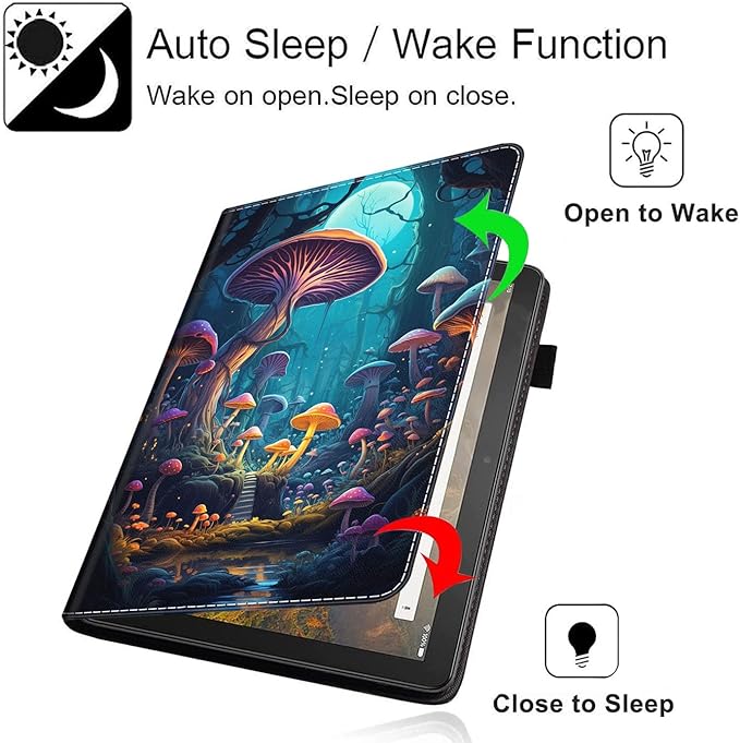 Case for All-New Amazon Kindle Fire HD 10 and Fire HD 10 Plus Tablet (13th/11th Generation 2023/2021 Release) 10.1 Slim Folding Stand Cover with Auto Wake/Sleep Colorful Mushrooms