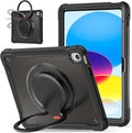 Batianda Ultimate Protective Case for New iPad 11th Generation 11 inch 2025 A16 Chip Sturdy Rugged Shockproof Silicone Tablet Cover with 360° Rotatable Ring Kickstand &amp Pencil Holder All Black