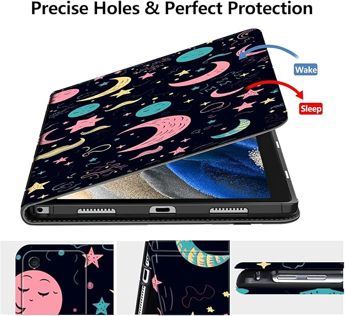 DIGTIALLL Case for Amazon Kindle Fire 7 Inch Tablet (9th/7th/5th Generation 2019/2017/2015 Release) PU Leather Smart Protective Cover with Auto Sleep/WakeStars and Moons