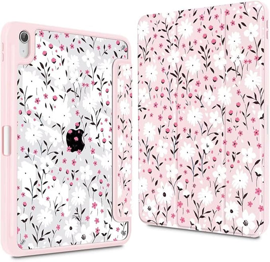 CISSOOK Case for iPad (A16) 11 inch 2025 &amp 10.9 inch iPad 10th Generation 2022 3D Pattern Slim Lightweight Protective Cover + Crystal Hard Back Cover Pink Flower
