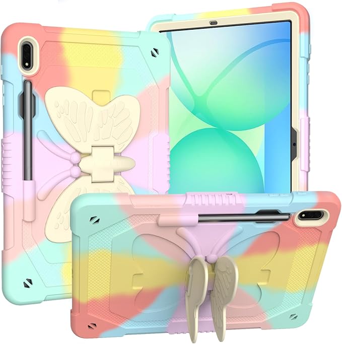 for Samsung Galaxy Tab S10 Lite / S10 FE / S9 FE 5G / S9 Tablet Case 10.9''/ 11'' Rugged Heavy Duty Full Body Kids Girls Girly Cute Kawaii Protective Cover with Stand Shoulder Strap Pink