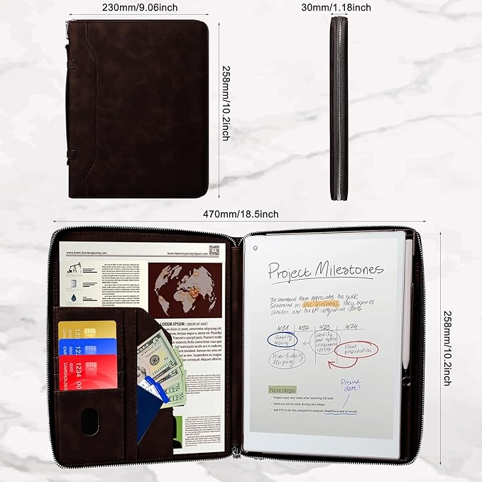 E NET-CASE Premium PU Leather Case for Remarkable 2 Tablet 10.3 inch (2020 Released) Business Handheld Design Cover for Remarkable 2 Digital Paper with Zipper &amp Pen Holder (Fantasy Brown)