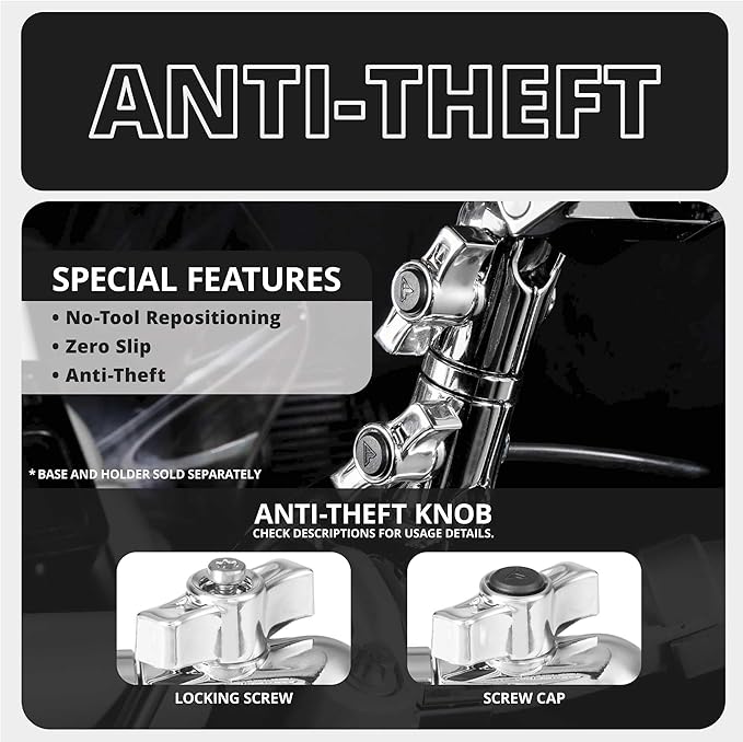 Tackform Chrome 3.5 Long Metal 20mm Ball and Socket Arm DuraLock 20 Series | Dual 20mm Sockets with Optional Anti-Theft Security Function