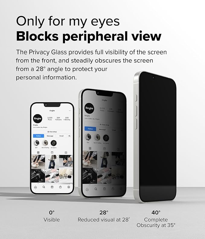 Ringke Easy Slide Privacy [Anti Spy] Compatible with iPhone 17e 16e 14 13 13 Pro Screen Protector Easy to Install Case Friendly Tempered Glass with Simple installation Tool - 2 Pack