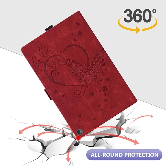 Dteck Case for All-New Amazon Fire HD 10 Tablet 13th Generation 2023 10.1 HD 10 &amp 10 Plus Tablet 11th Generation 2021 CoverMulti-Angle Stand Slim Folio Shockproof Protective Wallet Case Red