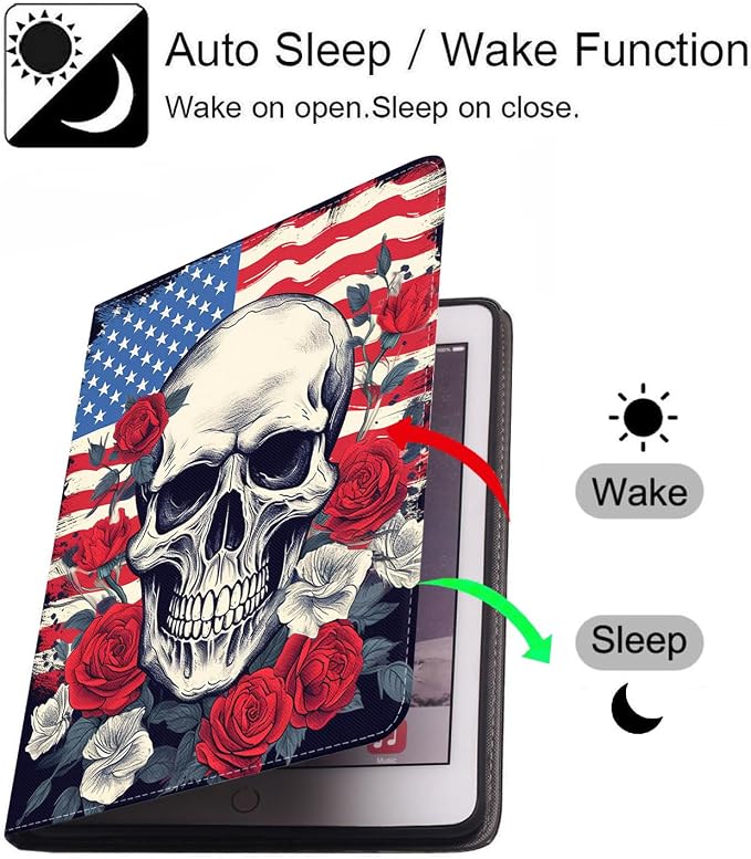 American Flag Skull Roses