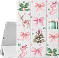 JOYLAND Light Pink Bowknot Xmas Case for iPad mini 7th(A17 Pro) 2024 / Mini 6th Generation 8.3 2021Pencil Holder &amp Clear Transparent Back &amp Trifold Smart Tablet Cover for Girls Women