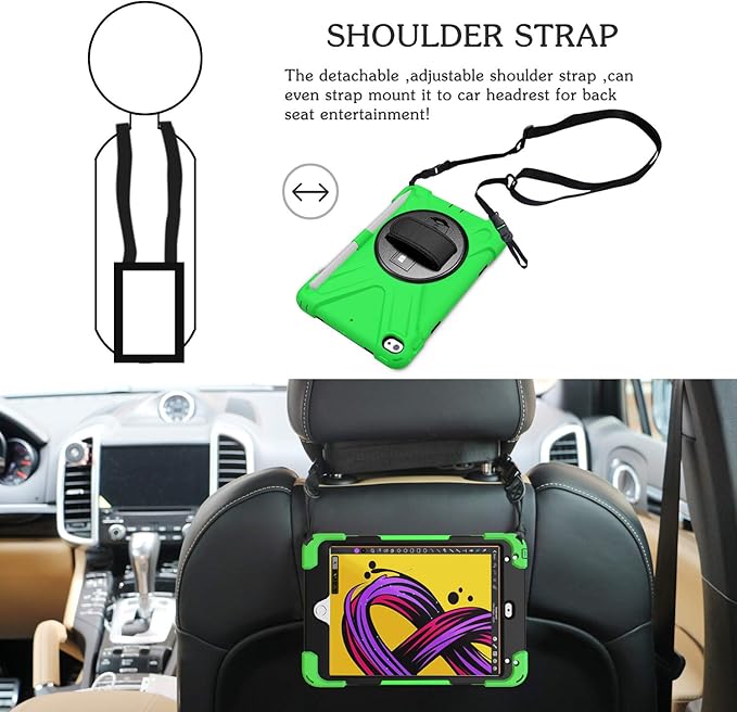 BRAECN iPad mini 5 CaseiPad mini 4 Case Heavy Duty Shockproof Protective Rugged Case with Pencil HolderHand StrapKickstand Shoulder Strap for iPad mini 5th/4th Generation 7.9 Inch for Kids