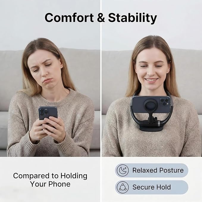 Cell Phone StandMagnetic Neck Phone Holder Flexible Gooseneck 360° Rotation Adjustable Phone Holder Universal Multi-Functional Phone Standfor Cooking/Indoor