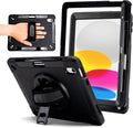 ZAGG Rugged Tablet Case for iPad 11 (A16)/ 10.9-inch (Gen. 10) - Protective 360° Rotating Hand Strap Integrated Kickstand Drop-Proof Ideal for Business Warehouse and Field Use Black