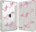 May Chen for iPad 9th Generation with Pencil Holder iPad 8th/7th Gen Case 10.2-inch [Penceil Holder] Trifold Stand Auto Wake/Sleep Clear TPU Protection Back Cover Khaki Bows