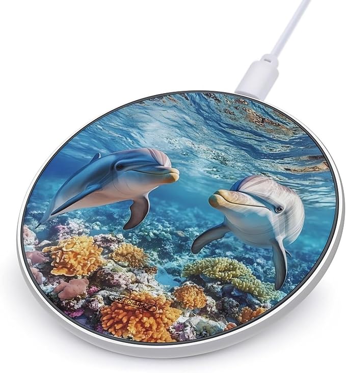 Ocean Dolphin Wireless Charger Anti-Slip Wireless Charging Pad Slim Charger Mat for Men Women