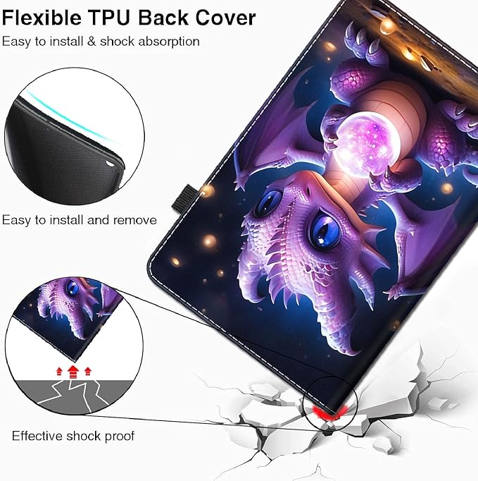 Case for All-New Amazon Fire HD 10 and 10 Plus Tablet (13th/11th Generation 2023/2021 Release) 10.1 - Slim Fit Standing Cover with Auto Sleep/WakePurple Baby Dragon