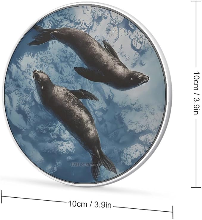 Sea Lions in Ocean Phone Charger Magnetic Charging Pad Anti-Slip with USB Cable