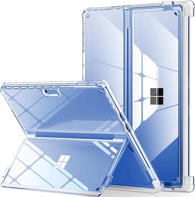 INFILAND Microsoft Surface Pro 11 AI/10/9 5G Case 13 Inch 2022 Full Crystal Clear [Anti-Yellowing] All-in-one Protection Shell Cover Work with Type Cover Keyboard &amp Surface Slim Pen 2 Bayer Cle