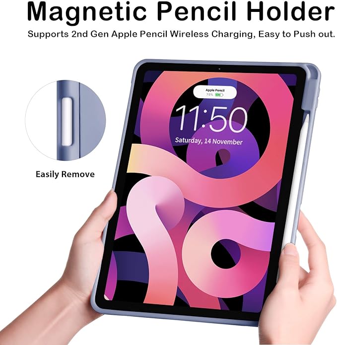 SIWENGDE Cases for iPad Pro 12.9 Case 6th/5th/4th Generation (2022/2021/2020) with Pencil Holder [Apple Pencil Wireless Charging] Soft TPU Smart Tri-fold Stand Protective Cover(Lavender)