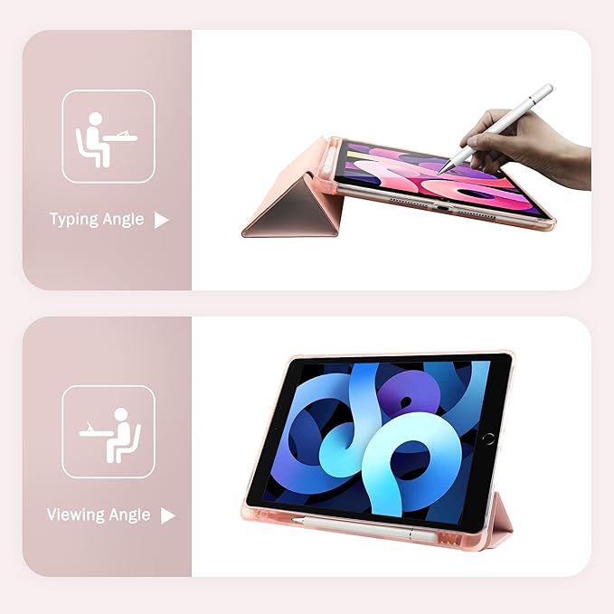 Idocolors Case for iPad 11 inch (A16 Chip) 2025 Generation 11th / iPad 10.9 inch 2022 10th Gen Built-in Pencil Holder with Soft TPU Shockproof Back Shell Auto Wake/Sleep Pink Ribbon Bow-Pink