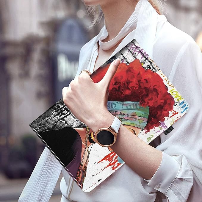 Case for All-New Amazon Fire Max 11 Tablet (13th Generation 2023 Release) Multi-Angle Stand Smart Protective Cover with Auto Wake/Sleep African Black Woman Graffiti Girls with Red Hair