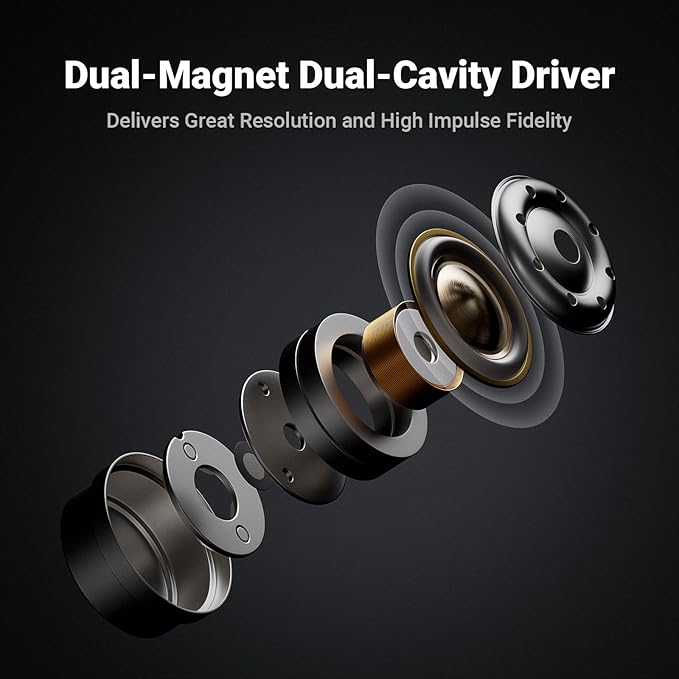 Fosi Audio IM4 Open-Back IEM Earphones in Ear Monitor Wired Earbuds 10mm Single Dynamic Driver IEMs for Audiophiles Gaming and Studio 3.5mm 2-Pin 0.78mm Detachable Cables N52 Dual Magnets