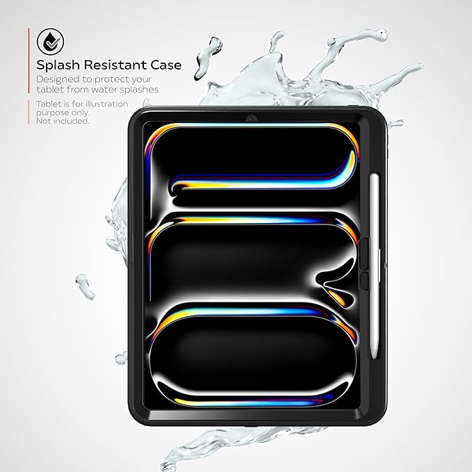 Protective Tablet Case - CTA Protective Case with Build in 360° Rotatable Grip Kickstand for iPad Pro 13-inch (2024) - Black - (PAD-PCGKPRO13)