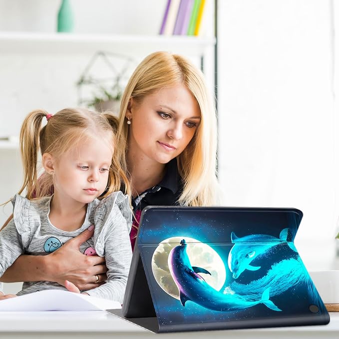 Cute Dolphins and Moon