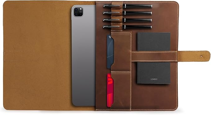 Londo Genuine Leather Tablet Cover – iPad Pro 12.9 Case with Two Card Slots &amp Leather Pen/Apple Pencil Holders