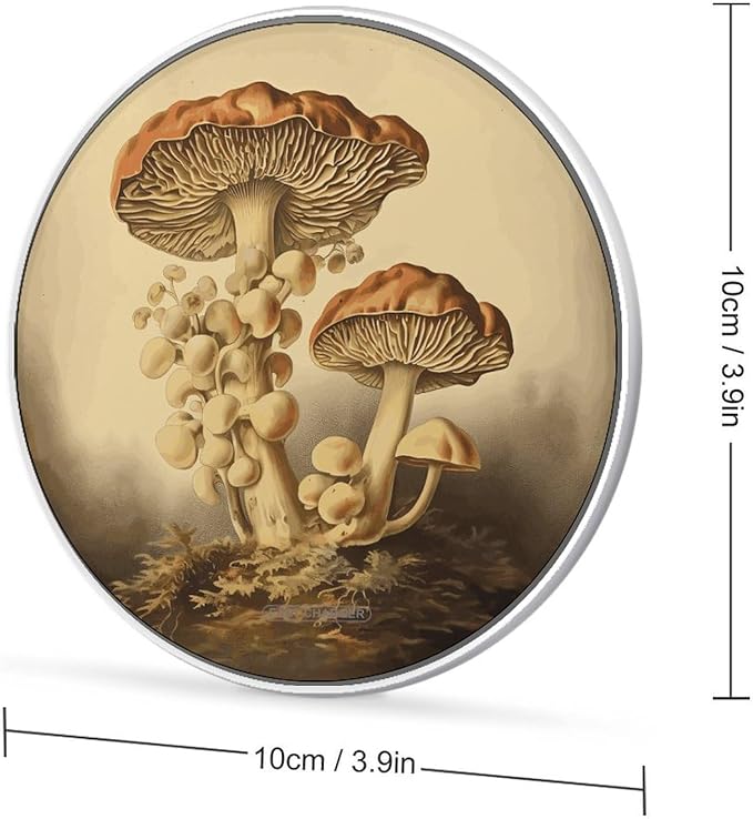 Vintage Mushrooms Wireless Charger Fast Wireless Charging Pad with USB Cable 10W Anti-Slip Magnetic Wireless Charger Portable Slim Charger Puck Travel Charging Station