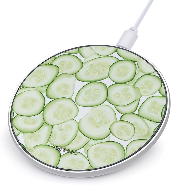 Cucumber-Slices Wireless Charger Anti-Slip Wireless Charging Pad Slim Charger Mat for Men Women