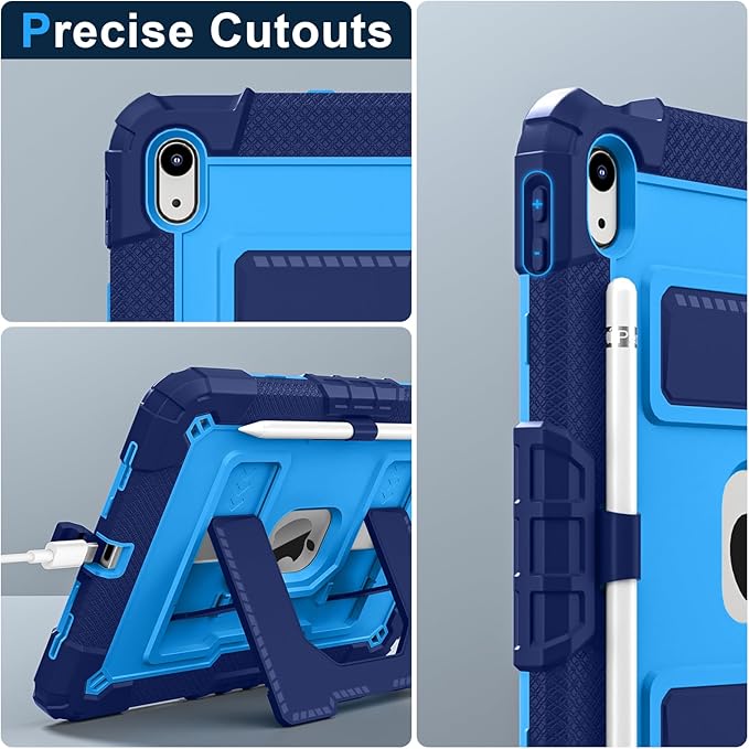 ATOOZ for iPad A16 11th Generation Case 11 Inch 2025for iPad 10th Generation Case 10.9 Inch 2022 with Shoulder Strap &amp Pencil HolderHeavy Duty Shockproof Rugged Protective Cover (Blue)