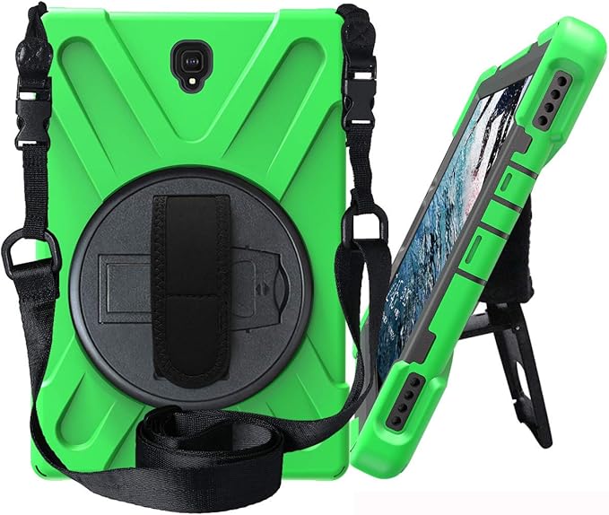 JZ 360 Degrees Kickstand Case Compatible with Samsung Galaxy Tab S4 10.5 (SM-T830T835T837) Stand Case Cover with Wrist Strap and Shoulder Strap - Green