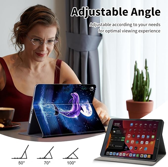 for Fire Max 11 Tablet Case(13th Generation2023 Release) 11Slim PU Leather Multi-Angle Stand Folio Cute Cover with Auto Wake/Sleep Case for Fire Max 11 TabletCute Dolphin Ocean