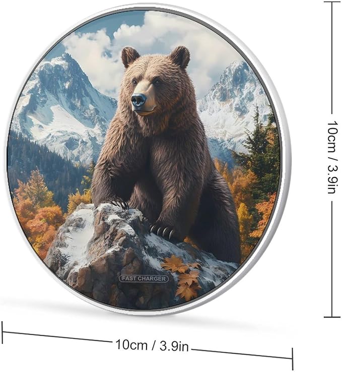 Brown Bear Wireless Charger Anti-Slip Wireless Charging Pad Slim Charger Mat for Men Women
