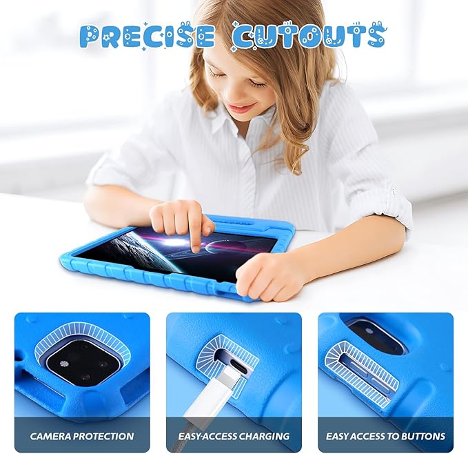 for iPad Pro 13 inch Case 2024 Shockproof Kids iPad 13 Pro Case Protective Cover for iPad Pro 13 M4 with Pencil Holder Anti-Slip Handle Stand Blue