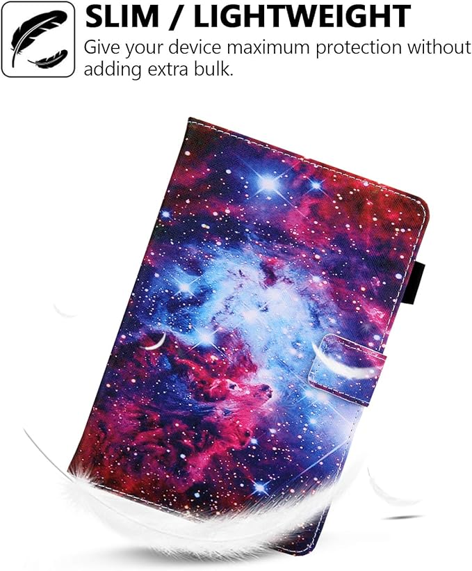 Folio Case for Amazon Fire HD 10 Tablet (5th/7th/9th Generation) Slim Fit Stand Magnetic Soft TPU Back Smart Cover for All-New Fire HD 10 2015/2017/2019 Sleep Mode Purple Red Nebula